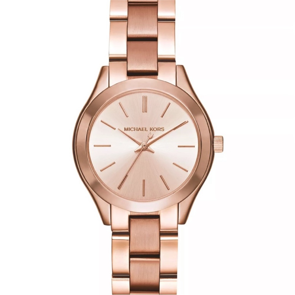 Women's Slim Runway Rose Gold-Tone Stainless Steel Bracelet Watch